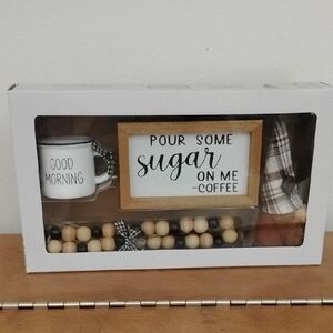 Rustic Coffee Decor Set with Mug and Sign